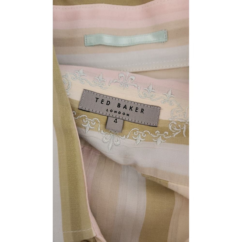 Ted Baker London Mens Pastel Striped Long Sleeve Button Up Shirt Size 4 16/40 - Picture 4 of 8